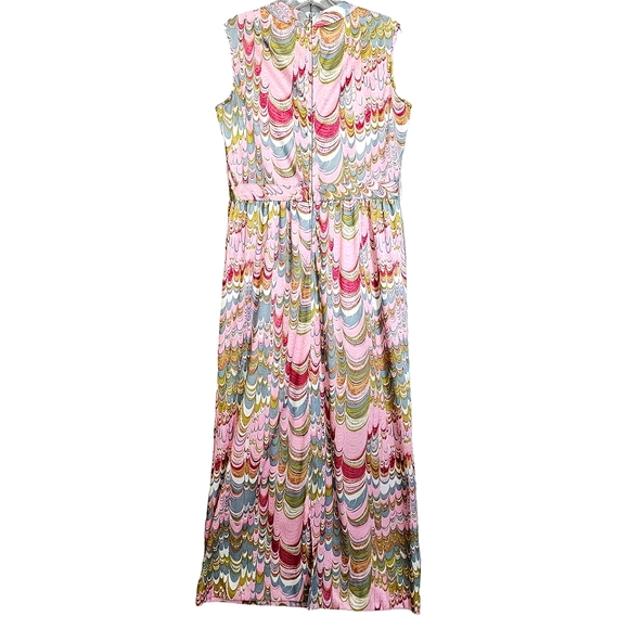 60's/70's Leslie Faye Original Phsysodelic Pinks Marble Sleeveless Maxi… - Picture 4 of 17